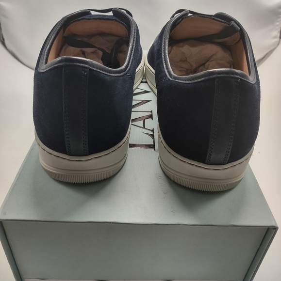 Lanvin Mens Sneakers DBB1 Navy Suede & Leather Cap Toe Low Top - Size 12 - Picture 8 of 14
